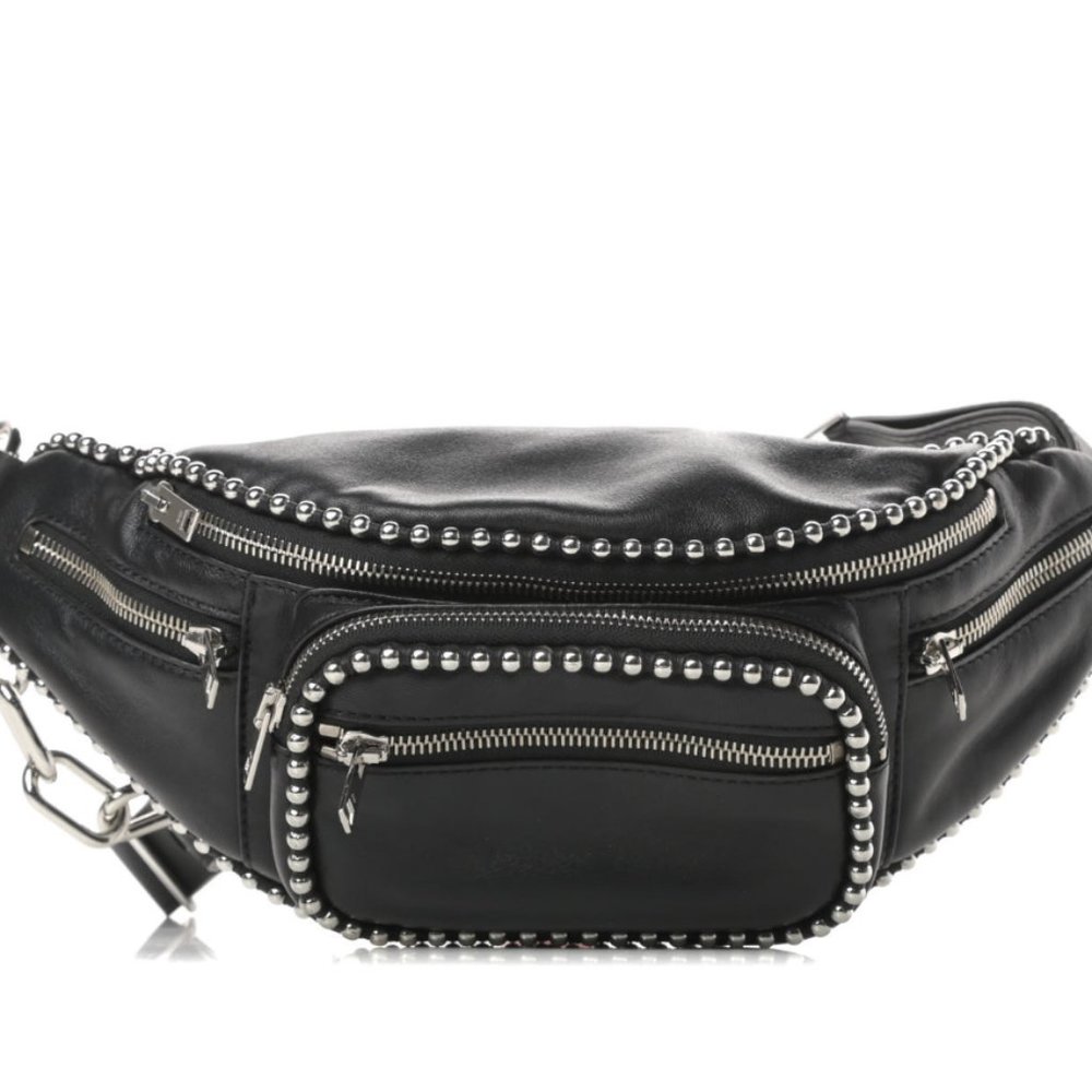 ALEXANDER WANG Lambskin Attica Studded Belt Bag Black